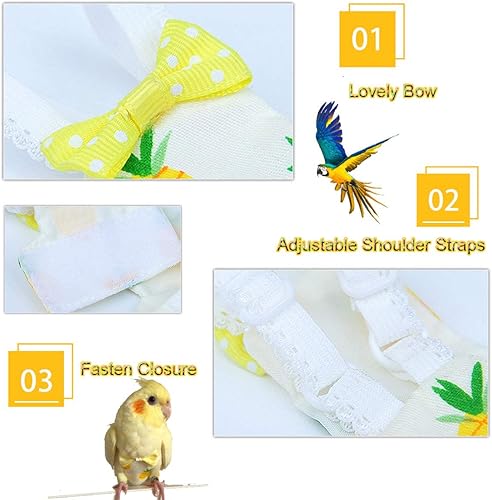 Miniatura 4 de Bonaweite Pañal de pájaros, pañal protector para loro con capa interior impermeable, bonito traje húmedo de orina para guacamayos, periquitos