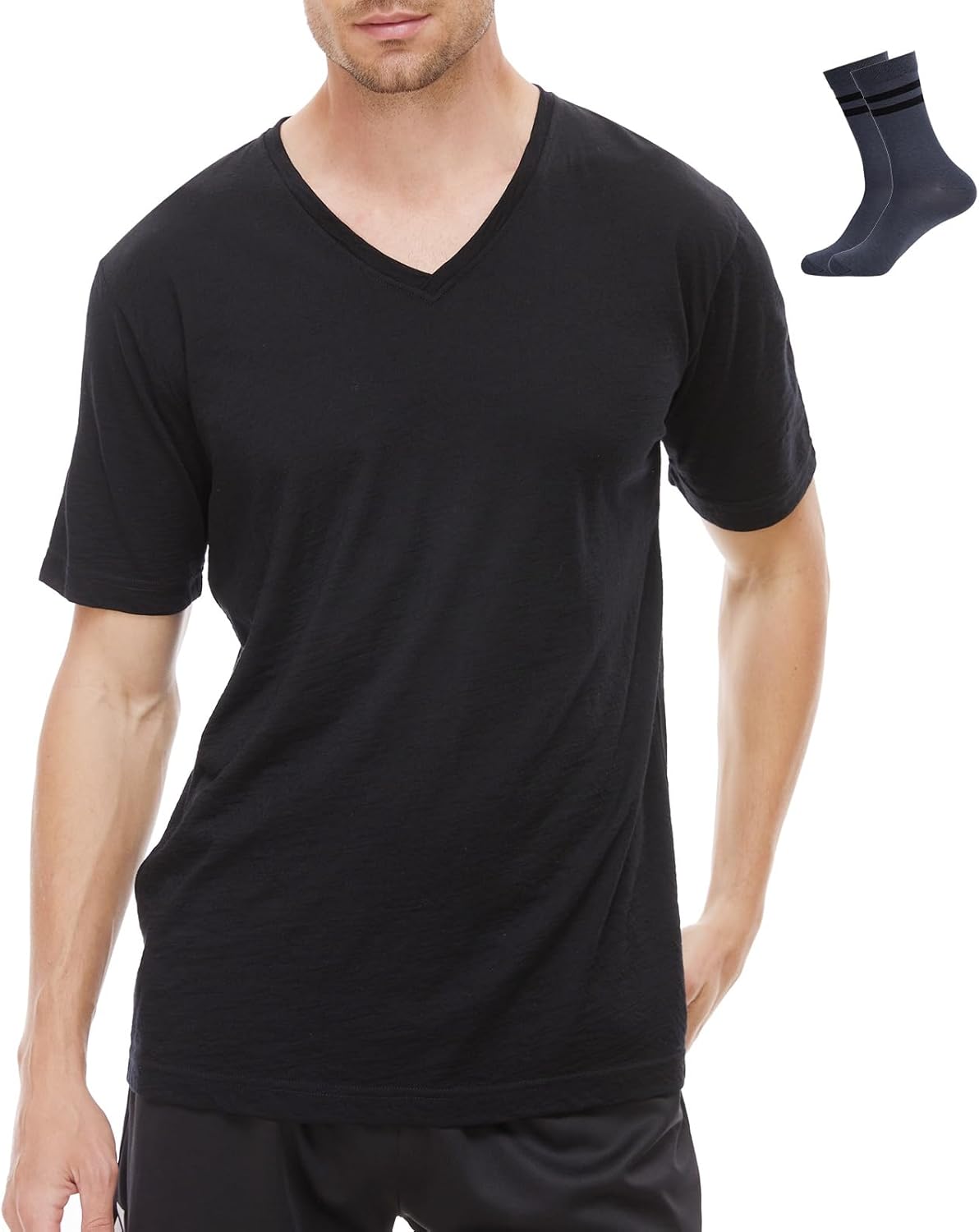 MERINNOVATION Mens Merino Wool V Neck T-Shirt - Men Merino Wool Shirt Lightweight Wicking Base Layer Undershirt for Hiking