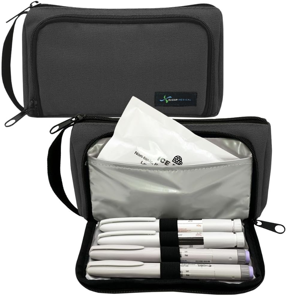 Sugar Medical Insulated Insulin Pen Case| Diabetes Supply Case | Diabetic Care Products | Diabetic Supplies Travel Case | Insulin Pen Carrying Case | Glucose Meter Case | Diabetic Bag (Black)