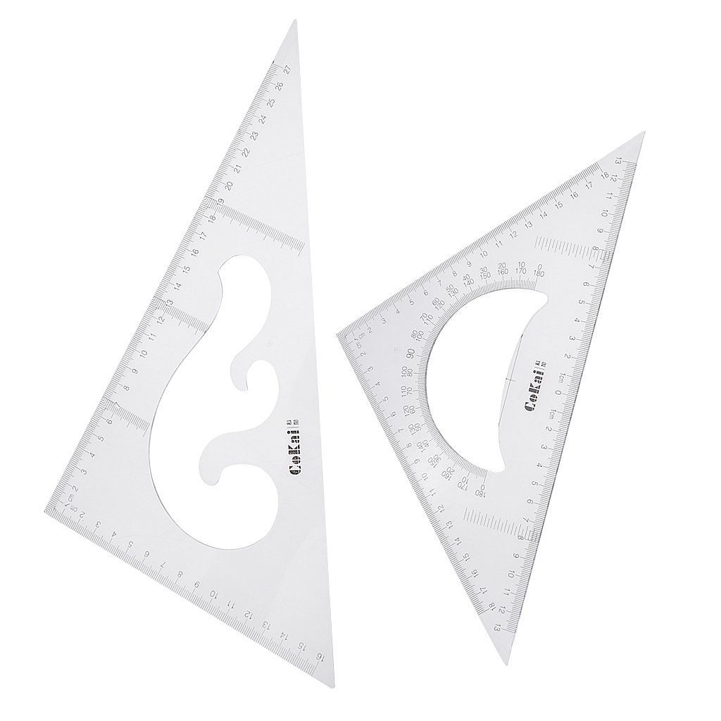 10 Set 2 Pack 45/60 Grad Geometrie Dreieck Lineal Zeichnung Zeichnung Set Transparent 30 cm
