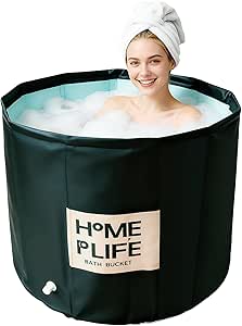 Portable Bath Tub for Adults - Large 88 Gal Foldable Soaking Bathtub for Hot SPA and Ice Bath, Ideal for Fast Muscle Recovery, Cold Water Therapy - No Installation (Ice/Hot Universal)