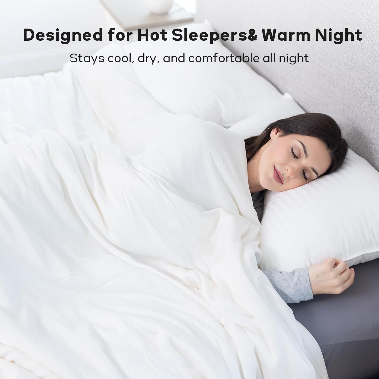 Globon Summer Comforter King Size,Luxurious Lightweight Blanket for Hot Sleepers,Natural Cooling Bamboo Viscose Shell,Organic Breathable Fill, Double Stitch,White - Image 3