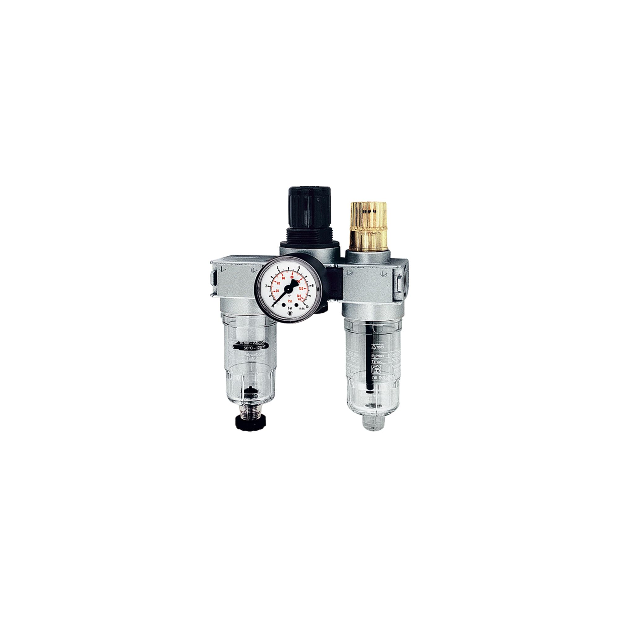RIEGLER 100399-FRL 06 K-HA - Unidad de mantenimiento (3 piezas, multifix-mini), con recipiente para PC, G 1/4, 1 unidad)