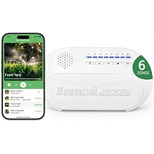 Indoor Smart Sprinkler Controller, Automatic Water Saving Irrigation Controller, 2.4GHz WiFi, Rain Freeze Wind Skip,Easy Install & App Remote Control 6-Zone