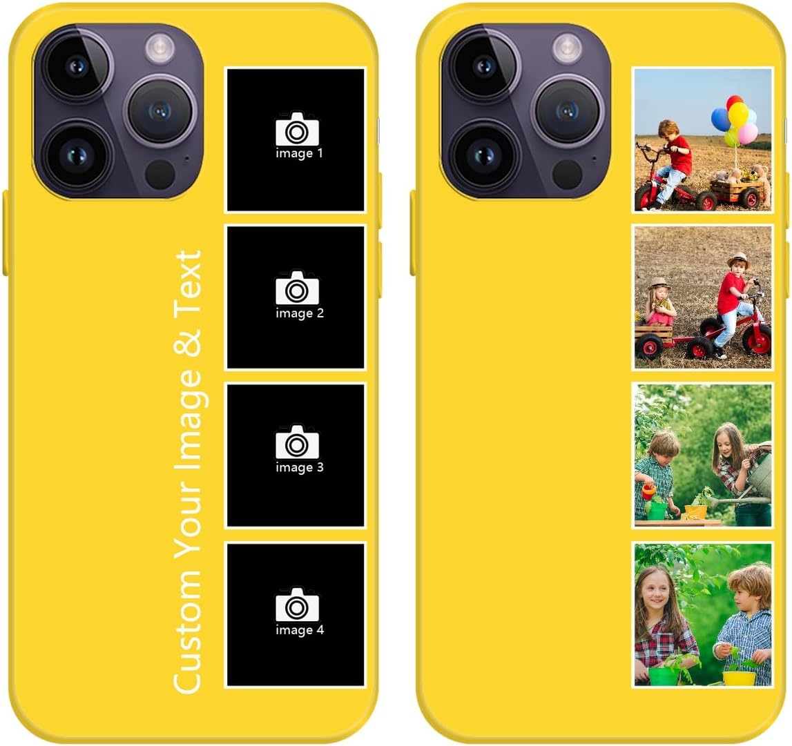 Created Your Own Anniversary Phone Protector for iPhone 15 14 13 12 11 Pro Max/XR Xs / 6 7 8 Plus/SE Shockproof Phone Cover Birthday Gifts for Women Girls Yellow