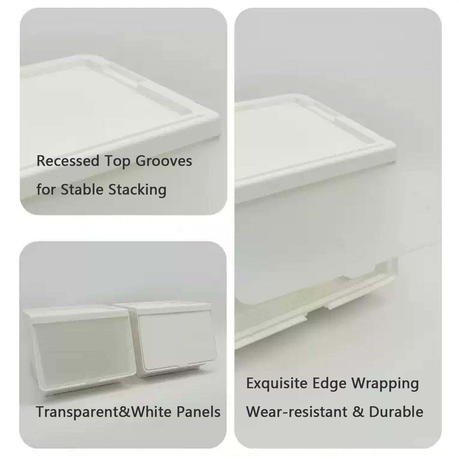 Contenedores de Almacenamiento Transparentes con Tapas | Tapas de Apertura Frontal,Gran Capacidad,Adecuados for Dormitorios y Salones(Clear,1Pcs)