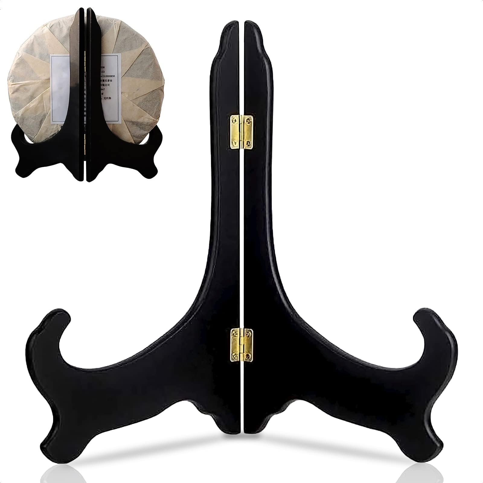 Guffman 12 Inch Wooden Display Stand - Black Wood Plate Stand Frame - Decorative Plate Holders Stands for Display Pictures, Cookbooks, Home, Birthday, Party, Table Easel Display
