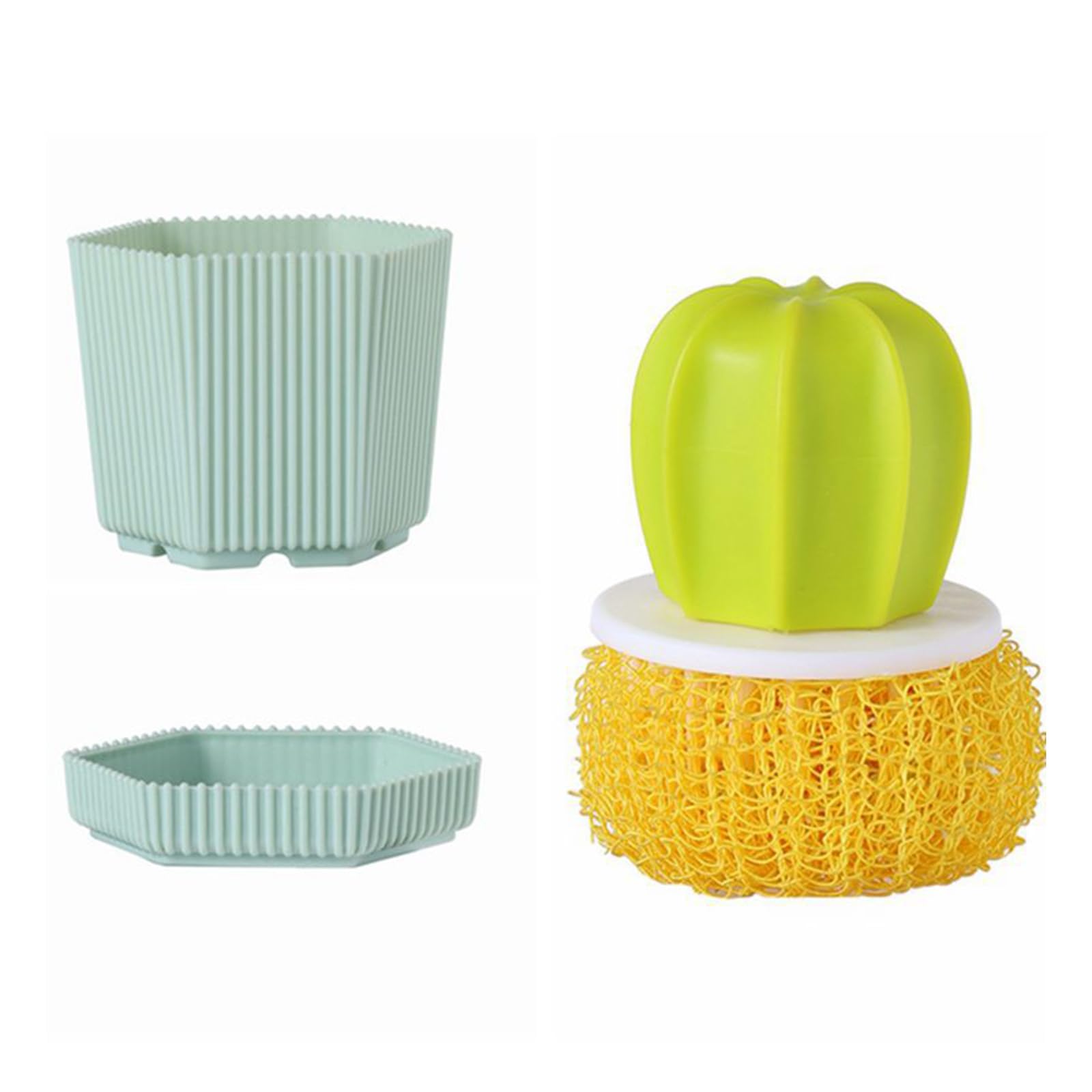 Practical Kitchen Cleaning Tool with Cactus Shape NonSlip Grip Dishes Scourer Washing Brush for Pots Pans Cookware Use Cookware Cleaning Brush