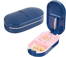 Divisor de cortador de comprimidos para comprimidos pequenos e grandes – lâmina de aço inoxidável afiada e design em forma de V para corte preciso – Divisor de cortador de comprimidos compacto com