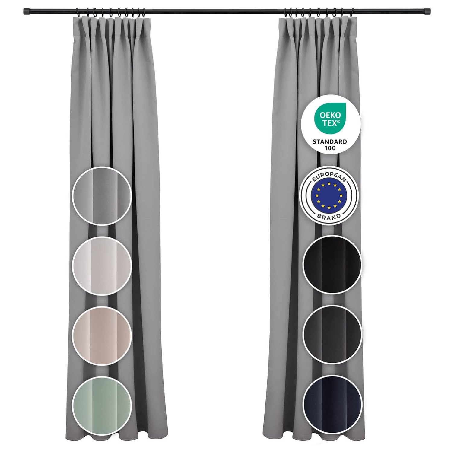 Blumtal Cortinas Opacas 2 Piezas 138x117cm - Cortinas Salon Opacas certificadas Oeko-Tex - Cortinas Dormitorio con Ojal - Cortinas termicas aislantes Frio y Calor - Cortinas Cortas - Cortinas Grises