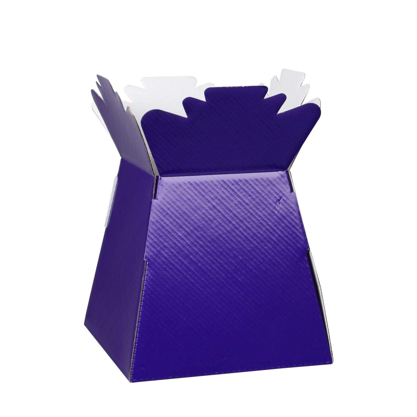 Hand-Tied Vase Florist Bouquet Boxes | Aqua Presentation & Transporter Boxes | Pack of 1 | Durable Flower & Plant Packaging | Glossy Purple