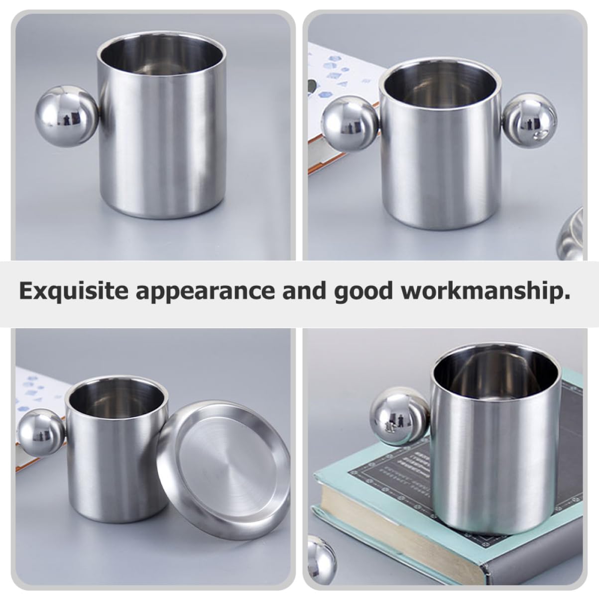 Toyvian 2 Stück Doppelwandiger Becher aus Edelstahl Wanderwasserbecher rostfrei Lager Tassen Trinken mit kaffeetassen Picknickbecher aus Edelstahl Lagerpokal Campingbecher