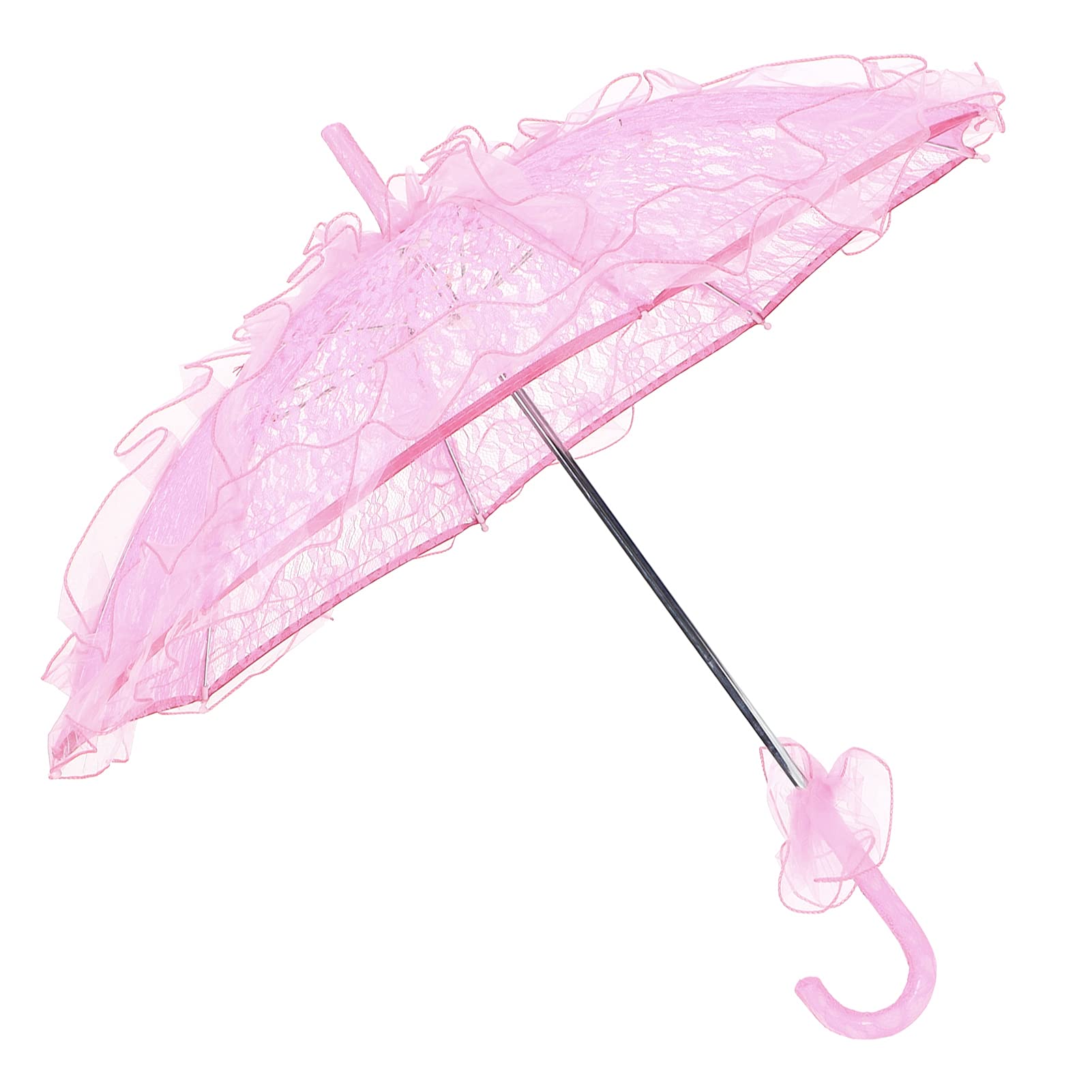 Różowy Parasol na Wesele Wykwintny Koronkowy Parasol Składany, Rekwizyt do Występów, Różowy Dekoracyjny Odpowiedni na Wesela i fotografię.