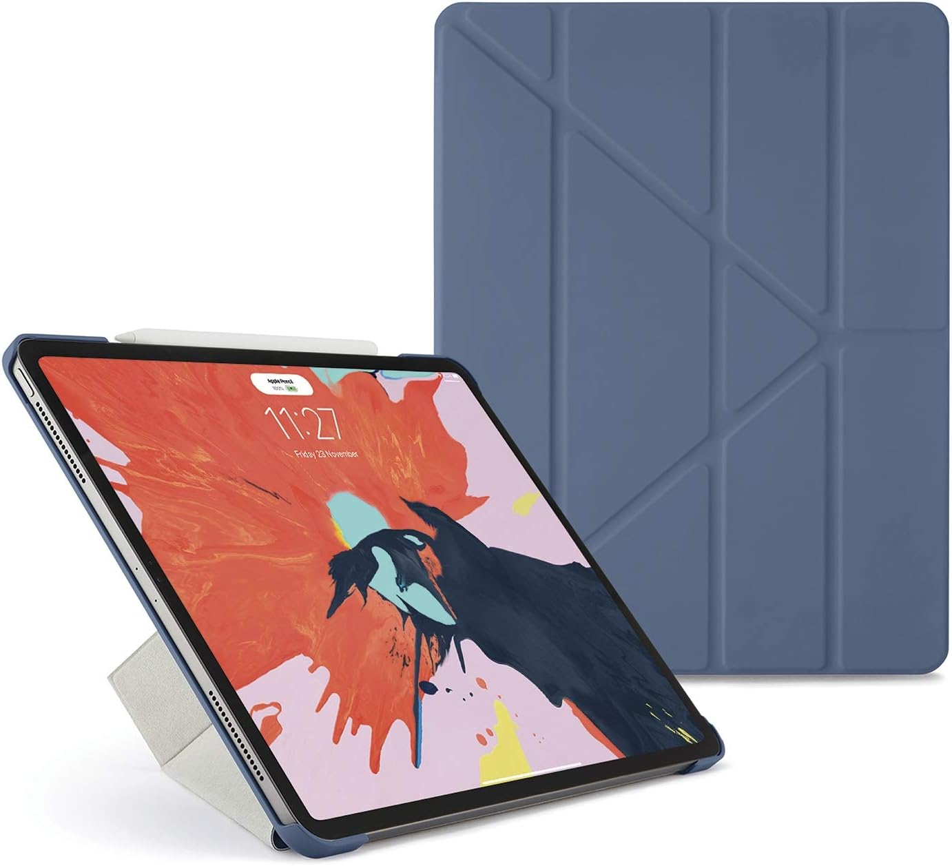 Pipetto Origami iPad Case Pro 12.9" (2018) with 5 in 1 stand & auto sleep / wake function Navy