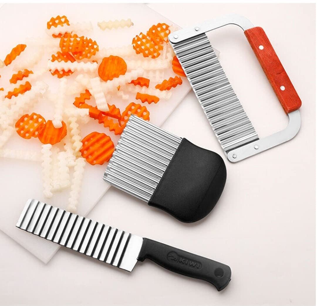 YANCI® Crinkle Cutting Tool, 3 PCS Stainless Steel Potato Crinkle Cutter, 3 Styles Wavy Potato Slicer French Fries Chips Chopping Knives Fruit Vegetable Wavy Blade Cutter Tool (Set of 3) (B09VZC9PHD) Amazon Price History, Amazon Price Tracker