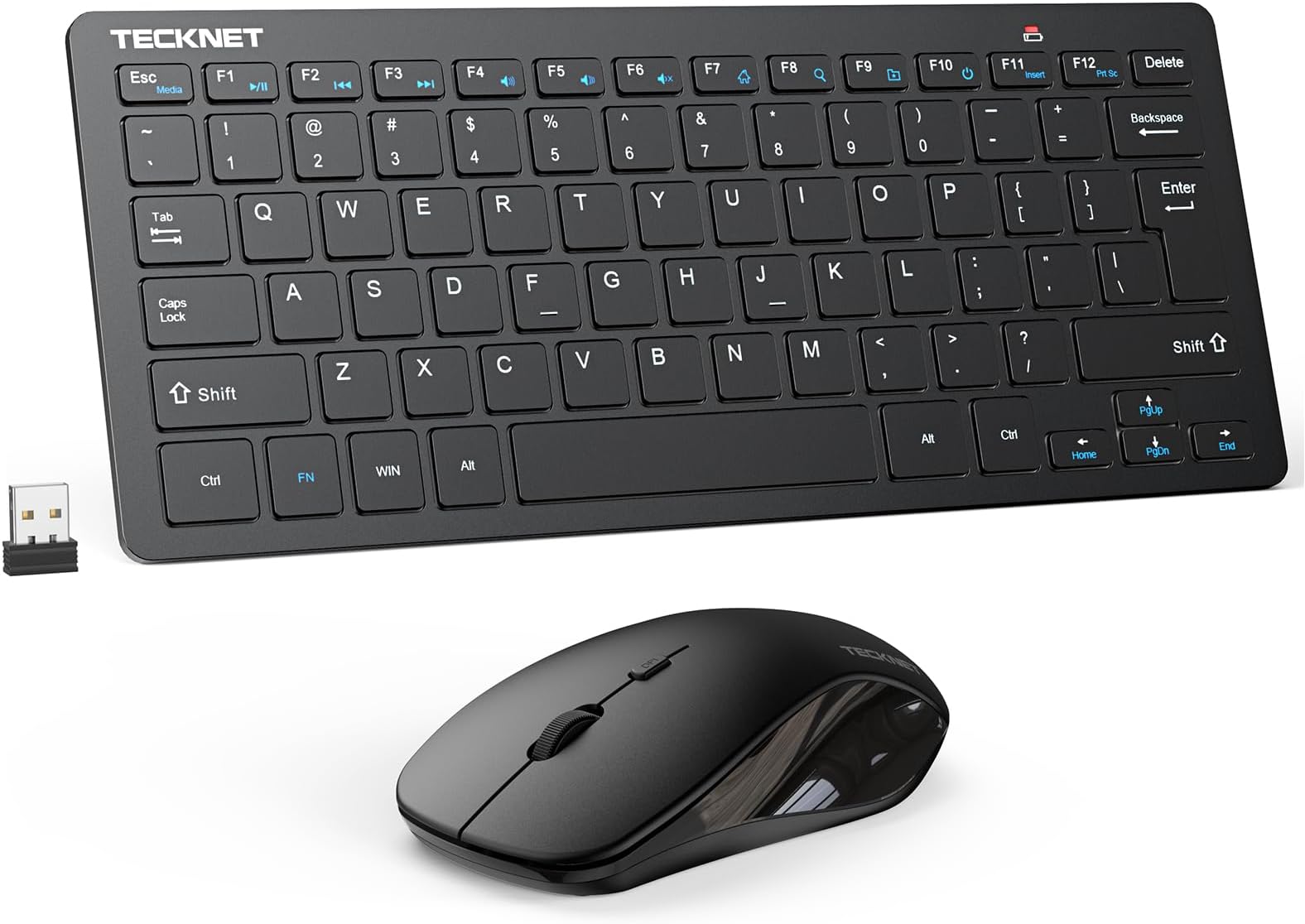 TECKNET Wireless Keyboard and Mouse Combo, Mini Cordless Computer Keyboard and Mouse Set 2.4GHz, Silent Adjustable 1600 DPI, Quiet Click, Lag-Free for Computer, Laptop, PC, Windows, Mac, Chrome OS
