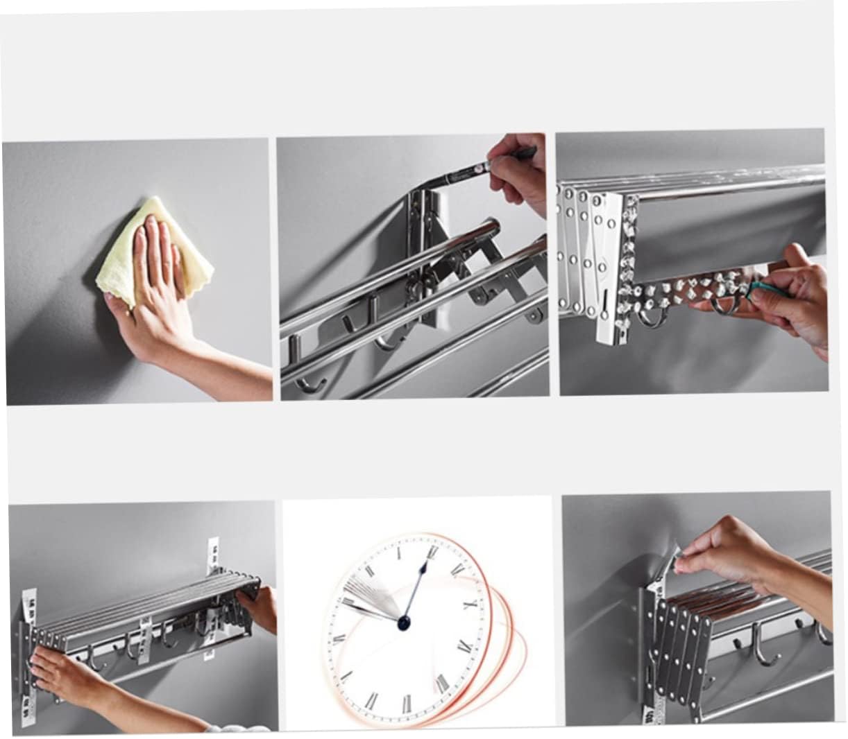 Stainless Steel Telescopic Clothes Hanger Rack Bathroom Kitchen Bedroom Storage Wall Mount Towel Racks