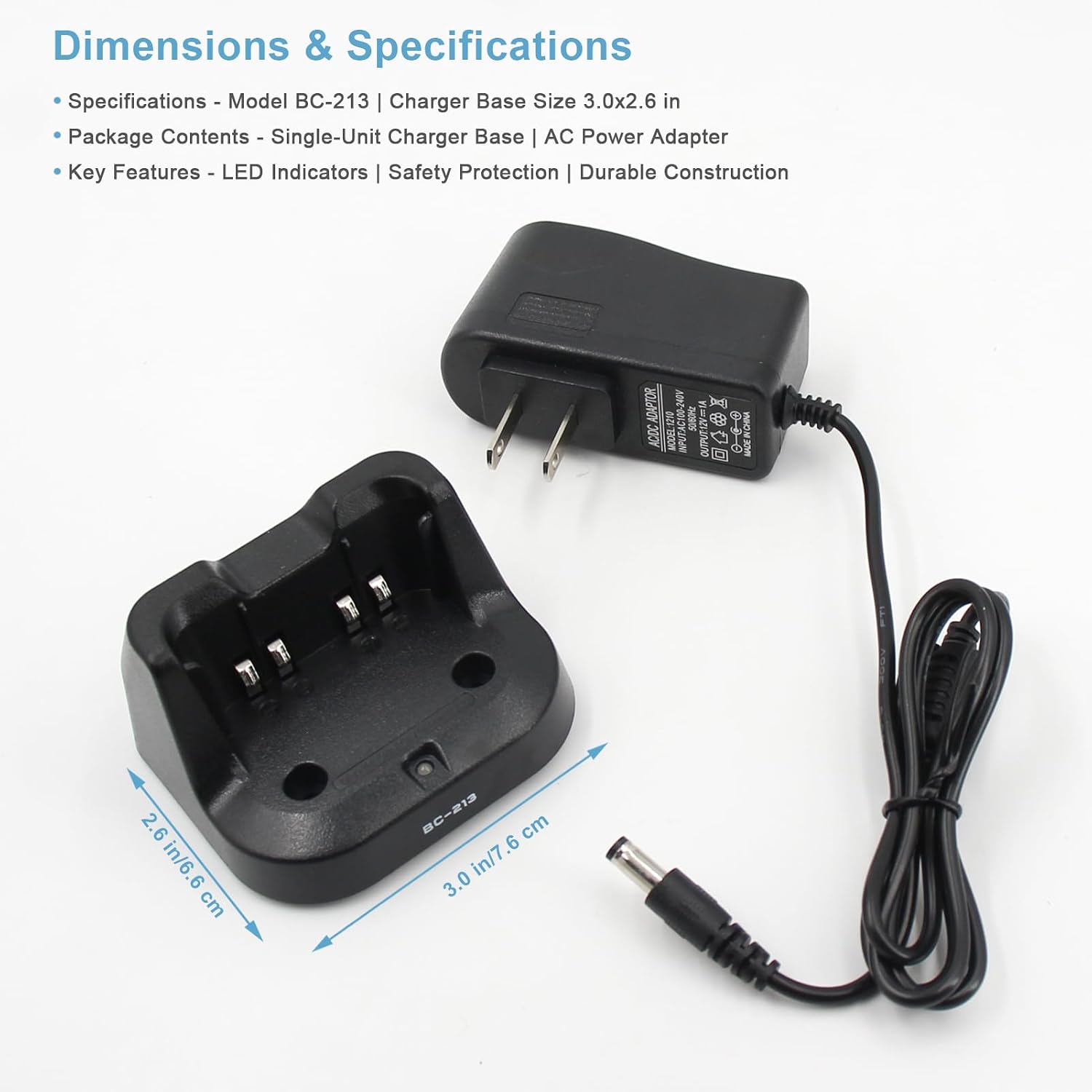 BC-213 Charger Fit for ICOM IC-A16 IC-A16E IC-F1000 IC-F2000 IC-F1000S IC-F2000S IC-F1100D IC-F2100D IC-V88 IC-U88 IC-V10MR IC-41PRO IC-F29SR Radio, BP-278 BP-279 BP-280 Battery Charger