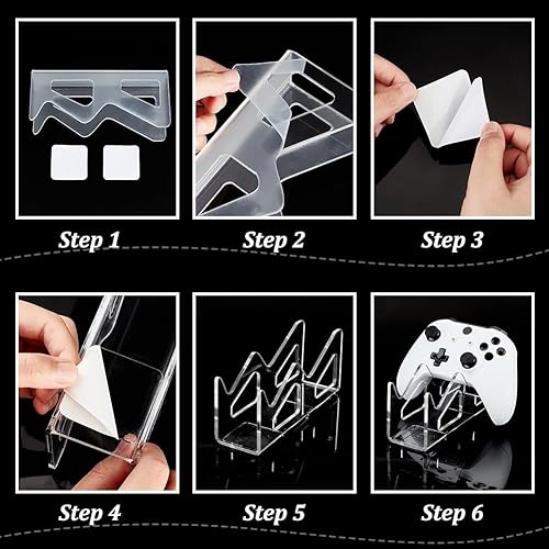 Miniatura 3 de AHANDMAKER Soporte universal para controlador de juego doble, acrílico transparente, soporte de escritorio Gamepad para controladores de juegos