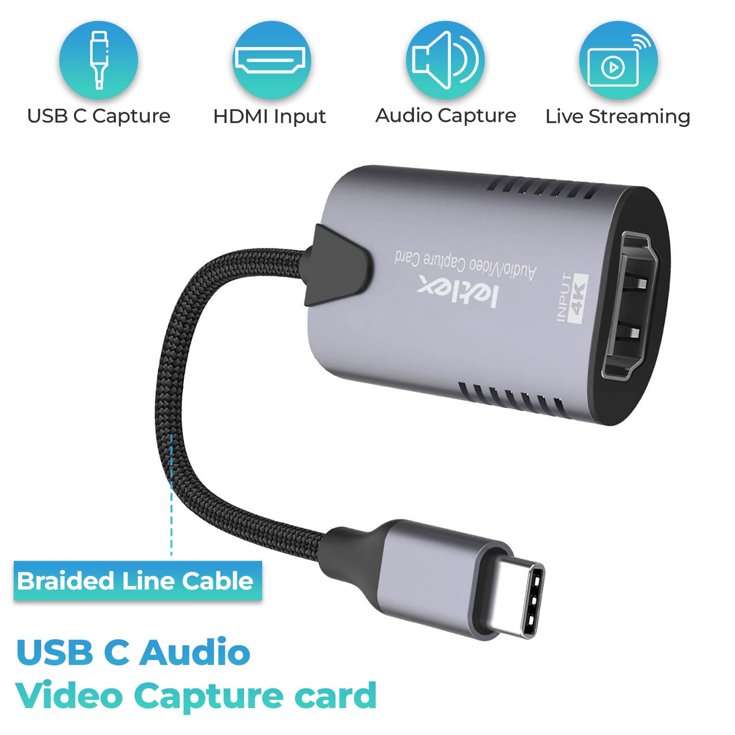 LETLEX Video Capture Card USB HDMI Adapter 4k HDMI Video Recorder & Capture Card for Streaming 4k HDMI Video Capture Card HDMI Recorder USB Capture Card HDMI Video Capture Card Gaming Video Card