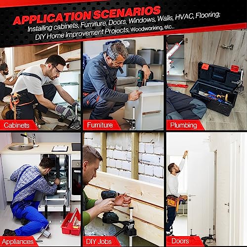 Juprodis 2 Pack Labor Saving Arm Jack, 220 Lb Heavy Duty Furniture Lifter, 6.5 Inch Adjustable Height Drywall Lift, Utility Cabinet Jacks For Installing Cabinets, Doors, Dyi Home Improvement, Black #TOP6