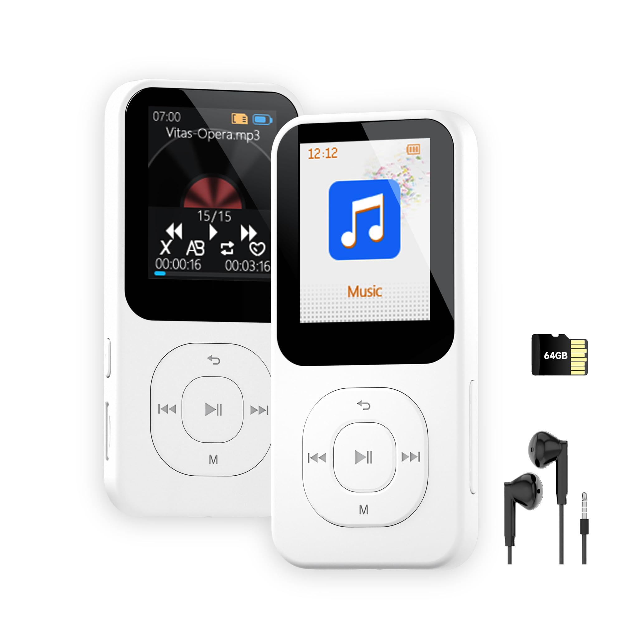 CCYLEZ Lettore MP3 Portatile Tascabile - Audio Lossless, Supporto MicroSD Fino A 64GB, Batteria 180 MAh, Pulsanti Touch, Lettore Musicale