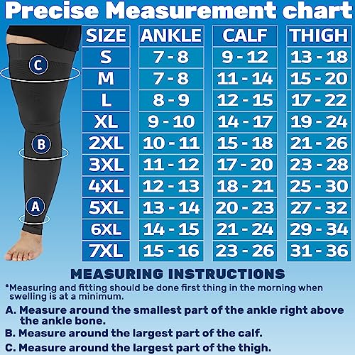 Image of ABSOLUTE SUPPORT 3XL Compression Thigh High Socks 20-30mmHg for Women & Men - Plus Size Unisex Compression Over the Knee Footless Socks for Travel, Nursing, Athletic, Running - Black, 3X-Large