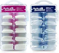 Kit 200 Unhas Postiças Realista Transparente e Branca
