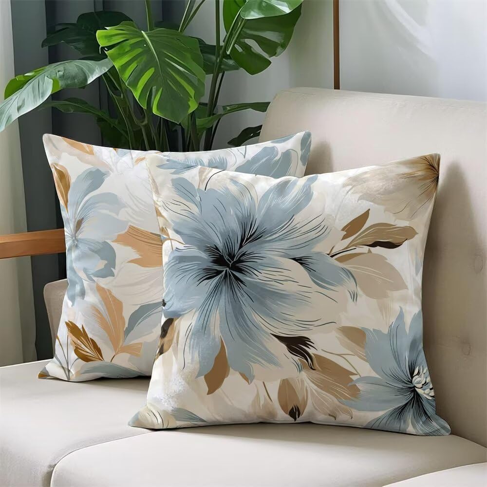 Federe Cuscini Divano 65x65 cm Federe Morbido Copricuscini Astratto in Velluto, 2 Pezzi Copri Cuscini per Divano Moderno Quadrati Decorativi Federa Cuscino Fiori per Camera da Letto Soggiorno (IU59)