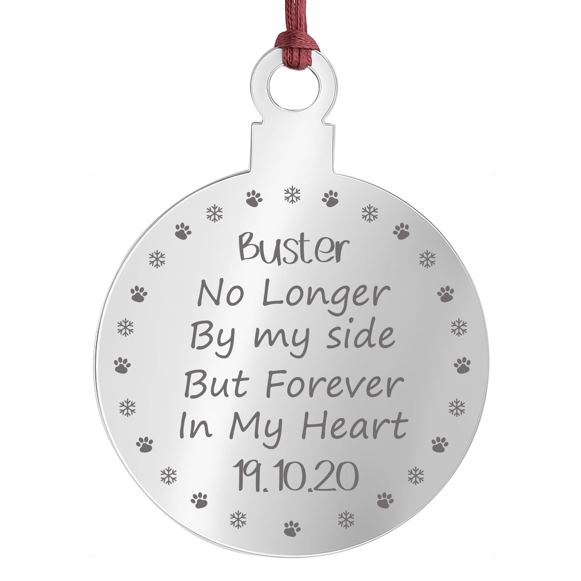 Personalised Dog Cat Memorial Gift Christmas Decoration Engraved Bauble