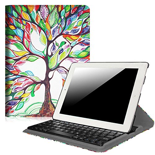 Fintie Rotating Keyboard Case for iPad 4 3 2 (Old Model)- 360 Degree Rotating Stand Cover with Built-in Wireless Bluetooth Keyboard for iPad 4th Gen with Retina Display, iPad 3 & iPad 2, Love Tree