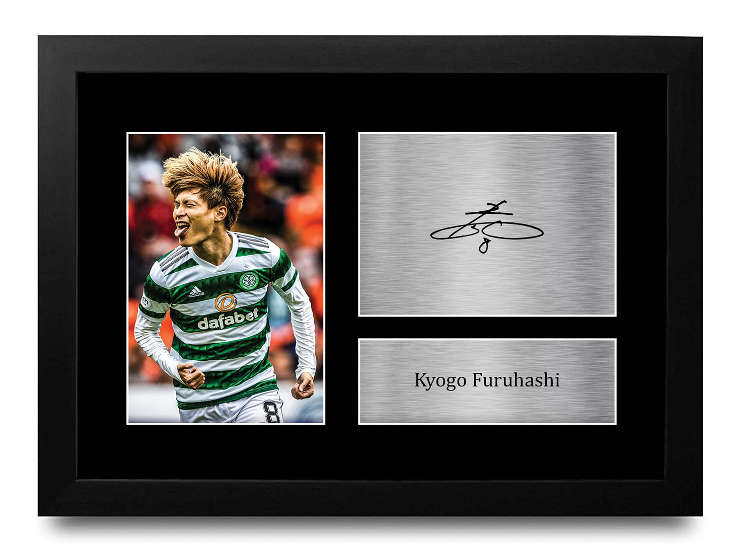 HWC Trading FR A4 Kyogo Furuhashi Celtic Gifts Printed Signed Autograph Picture for Football Fans and Supporters - A4 Framed