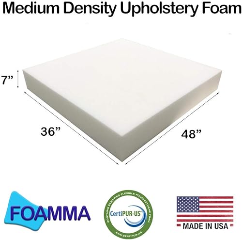 Miniatura 10 de FOAMMA Cojín de espuma para tapicería de alta densidad de 3 x 36 x 48 pulgadas (reemplazo de asiento, hoja de tapicería, relleno de espuma)