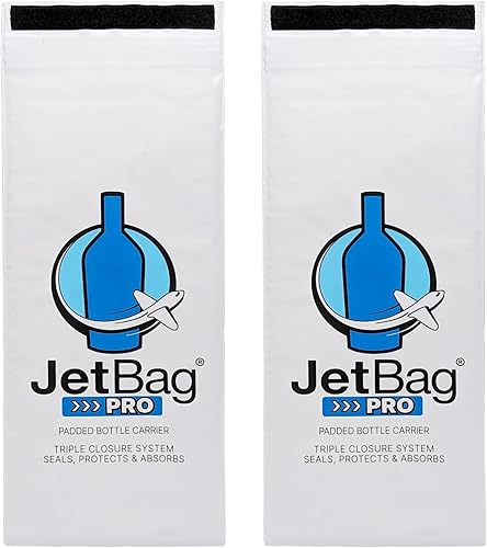 JetBag PRO - Bolsa protectora y absorbente para vino, triple capa, triple sellado, absorbe 25.4 fl oz (2 unidades, diseño atrevido), profesional
