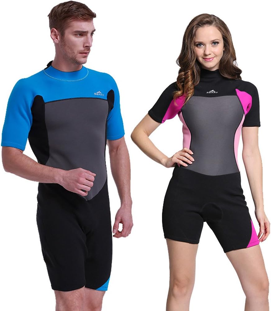 Unisex Short Sleeve 2MM Neoprene Wetsuit Men for Surfing One Piece Triathlon Scuba Diving Spearfishing Wetsuit Women Surfing: Clothing