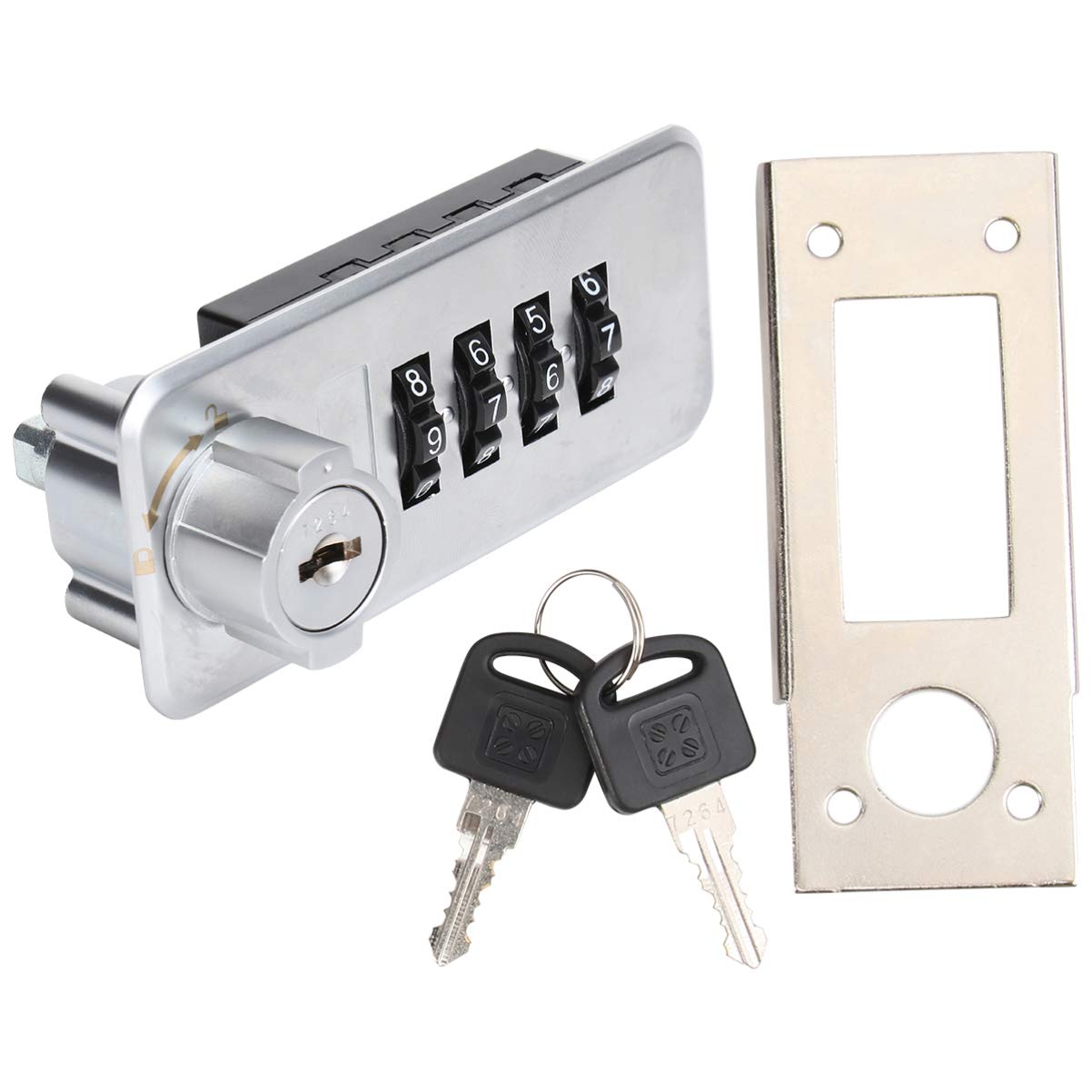 Candado de combinación, Candado de código de candado, Candado, Gabinete de almacenamiento de metal Dial Camlock de metal al aire libre for candado Cajón Cam Dígito Fijo Escuela con casillero Correo Ce