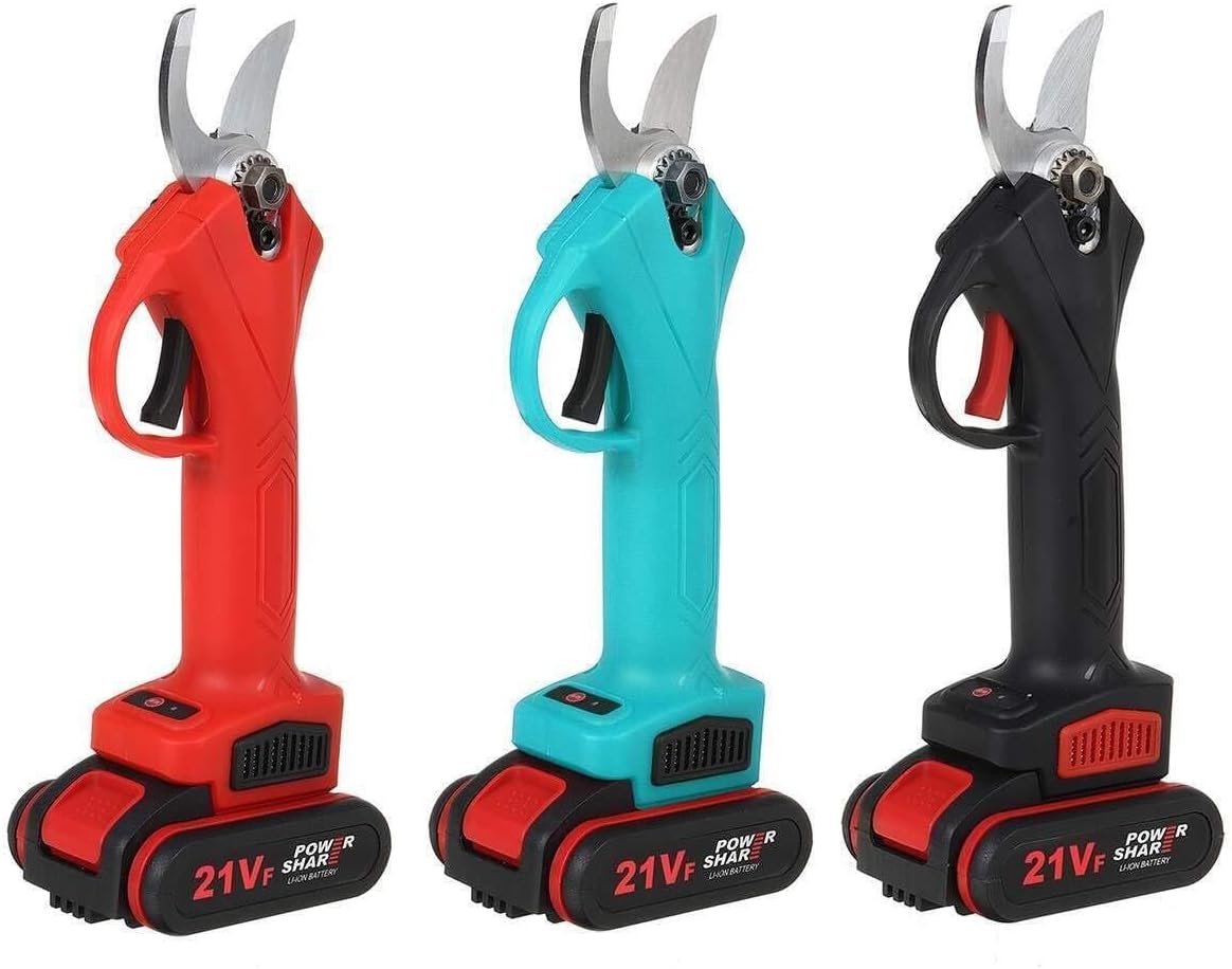 21V Cordless Electric Pruning Shears, 25mm Branch Cutter, Rechargeable Battery Powered Garden Pruner with 2 Batteries, for Lawn & Orchard Use(2 batteries) (One Color 1 battery)