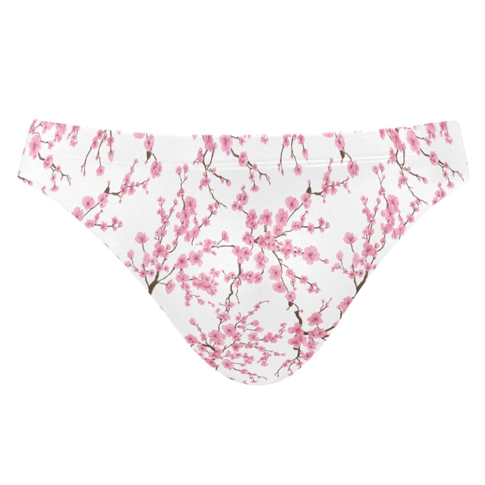 Men's Swim Briefs Pink Cherry Blossom Flowers Swimsuit Beach Swimwear Bikini M B0405118