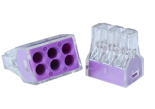 YXQ Conector de cable a presión de 6 puertos Tuerca de pared PCT-106 Conductor 18-12AWG Alambres para cajas de conexiones (50 piezas)