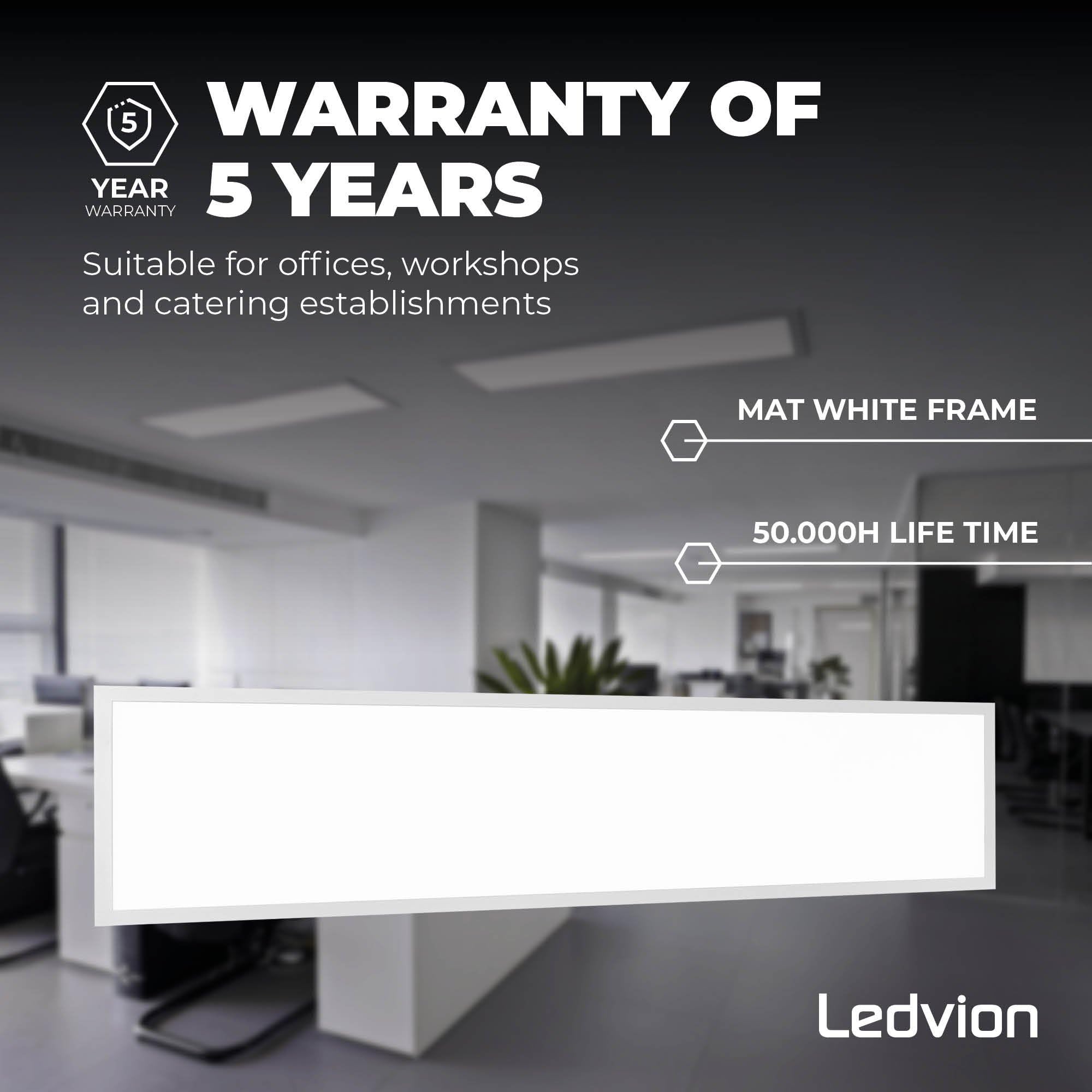 Ledvion - 6X Panel LED, 120x30, 24W, 6500K, 5040 Lúmenes, Luminaria Empotrada, Incluye Driver LED y Conector Rápido