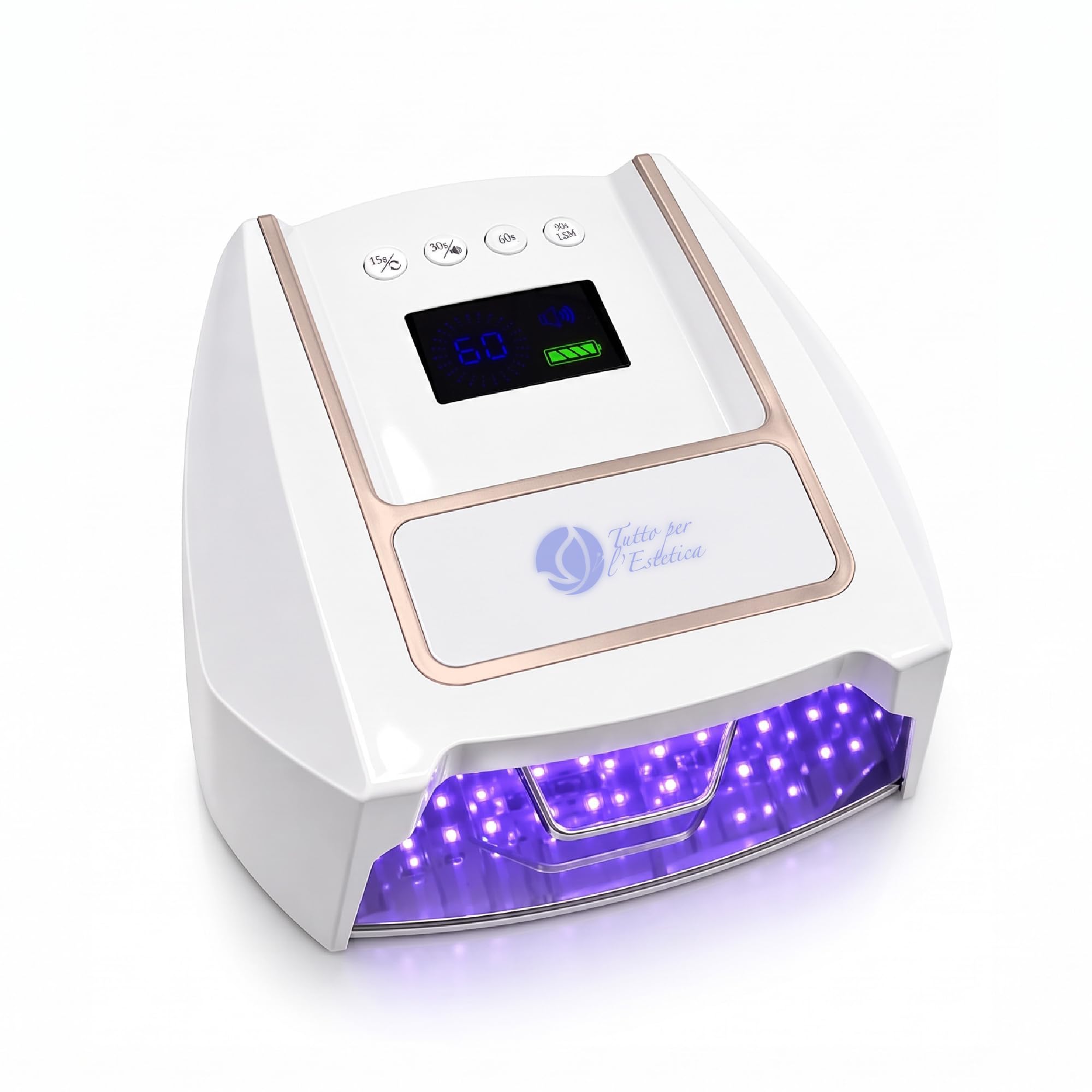 Lampada UV LED Unghie Professionali 126 Watt, Ricaricabile, con Timer | Fornetto Gel Onicotecnica, per Estetista, Nail Artist, per Manicure e Pedicure - Tecnologia Dual Light 365 - 405 nm