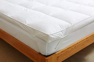 Extra Deep 7cm Thick Duck Feather Down Mattress Topper Double Bed 100% Cotton Cover Quilted Mattress Protector Enhancer Box Stitched (2000GSM) - 137x190 cm