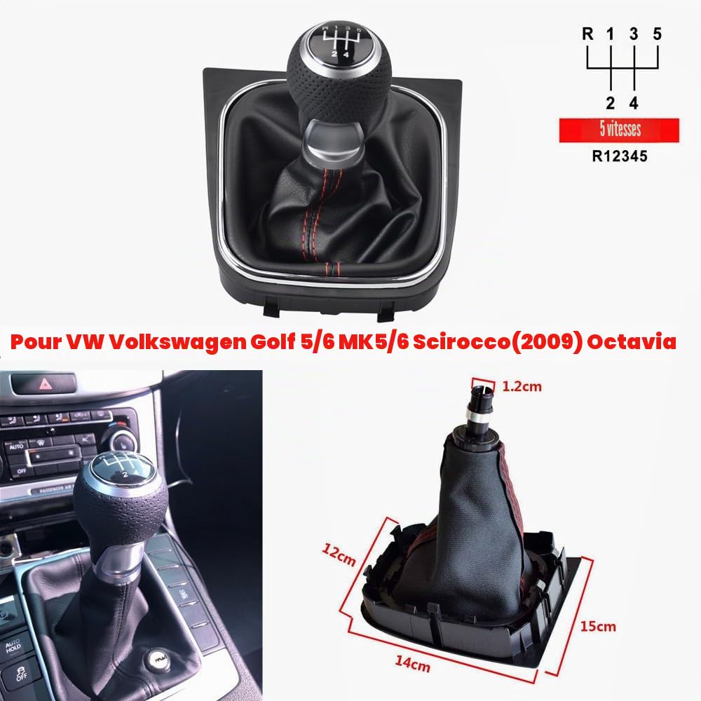 Kit De Pommeau De Levier De Vitesses à 5 Rapports | Pour Vw Golf / Rabbit / Jetta Mk5 (2004-2009) Pour Vw Golf / Jetta Mk6 (2010-2014) Pour Golf 5 Mk5 Gti Gtd R32 (2004-2009)