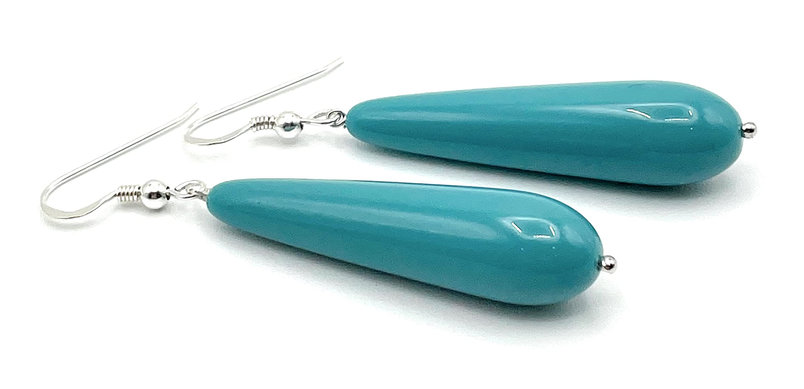 Pendientes Colgantes de Plata 925 y Lagrimas Turquesas, Joyas Artesanales, Regalo para Mujeres