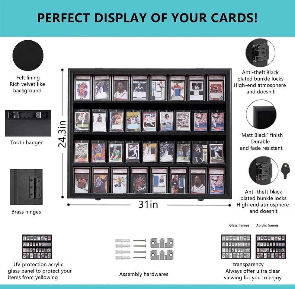 verani baseball card display case Amazon.com: VERANI 36 Baseball Card Display Case - Graded Sports Card Display Frame