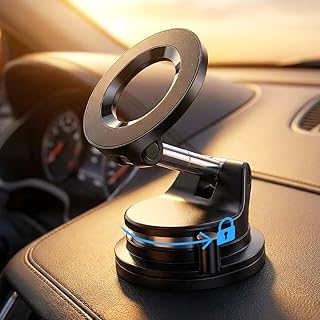TECPHILE Vacuum Magnetic Phone Holder for Car, 89LBS Strongest Suction, 360° Rotatable Foldable Metal MagSafe Car Mount, M Price In India