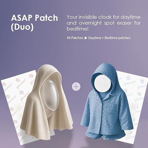 Miniatura 2 de glowiest ASAP Active Spot Alleviating Patch 44 parches (DUO) 0.315 in, 0.394 in, 0.472 in - Puntos hidrocoloides premium  Tratamiento activo simple