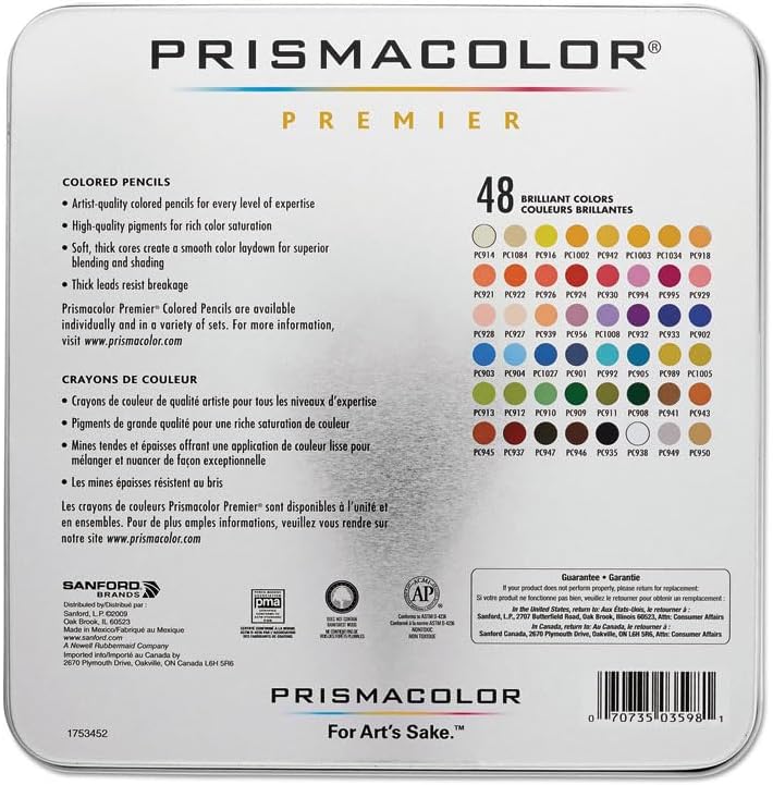 New - Prismacolor Premier Colored Pencil Set 48/Tin-W/Tw by Sanford