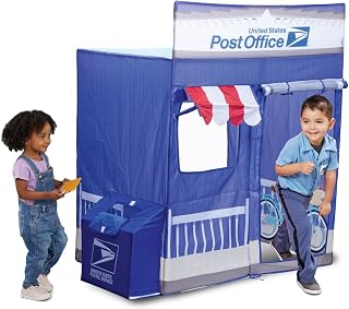 Kid Trax USPS Post Office Cape Cod Pretend Pop Up Play Tent - Kids Toys, Indoor Kid Tents, Outdoor Play Toys, Large Front and Rear Openings, Easy Storage w/Carrying Case, Boys and Girl Toys, Age 3+