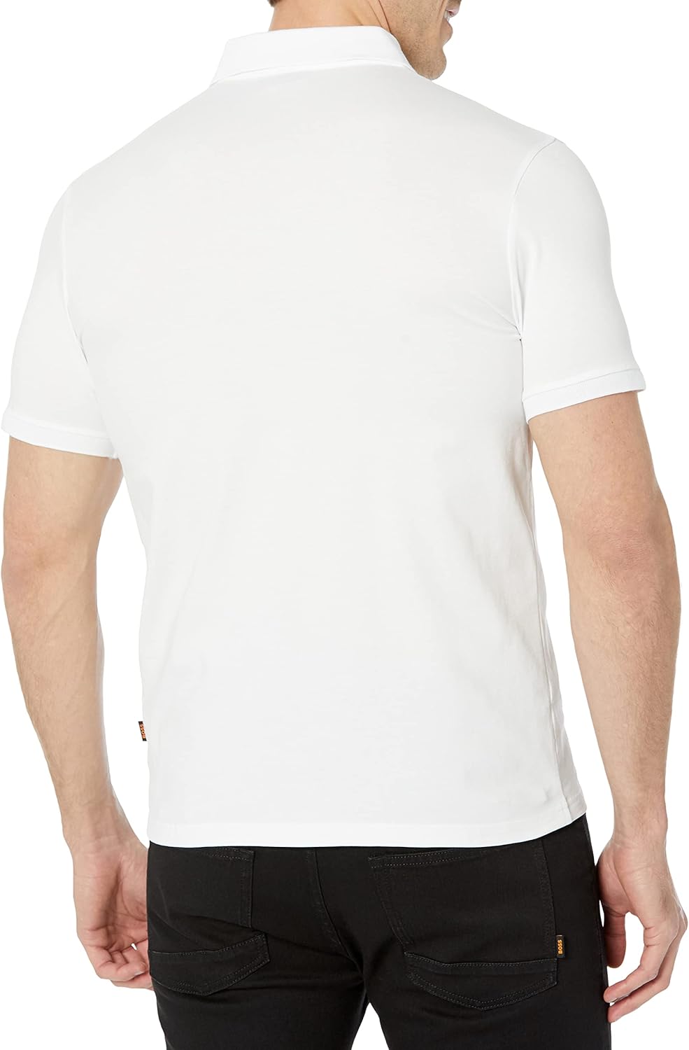 BOSS Mens Square Patch Logo Slim Fit Pique Polo Shirt - Image 2